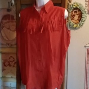 Vintage 90's,100% SILK,Red, Western/Cowgirl,Top with Fringe ❤️
